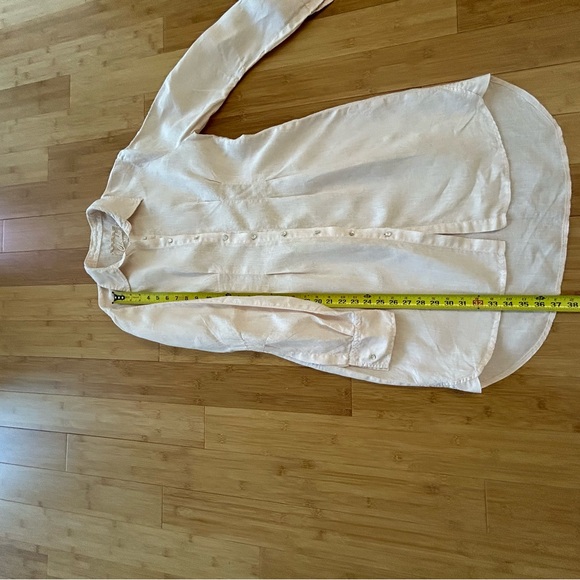 CLAUDIO MILANO Summer Linen Fitted Button Down Shirt Dress Light Peach Size M/L - Picture 8 of 12